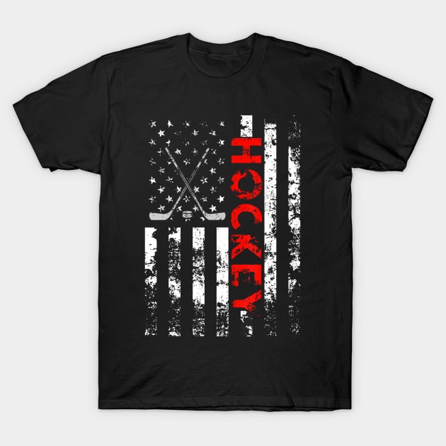 American Flag Hockey USA Patriotic T-Shirt by deptrai0023